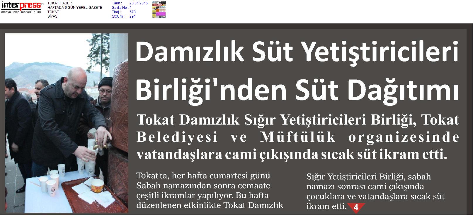 Damızlık Sığır Yetiştiricileri Birliği`nden Süt Dağıtımı - Tokat Haber...